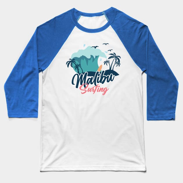 Malibu surfing Baseball T-Shirt by SerenityByAlex